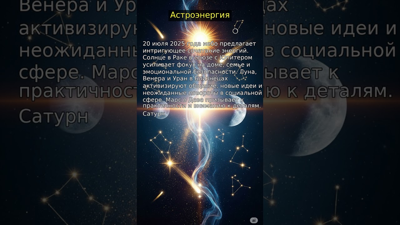 🌟 АСТРОЭНЕРГИЯ | 20.07.2025 | День важный! ⚡