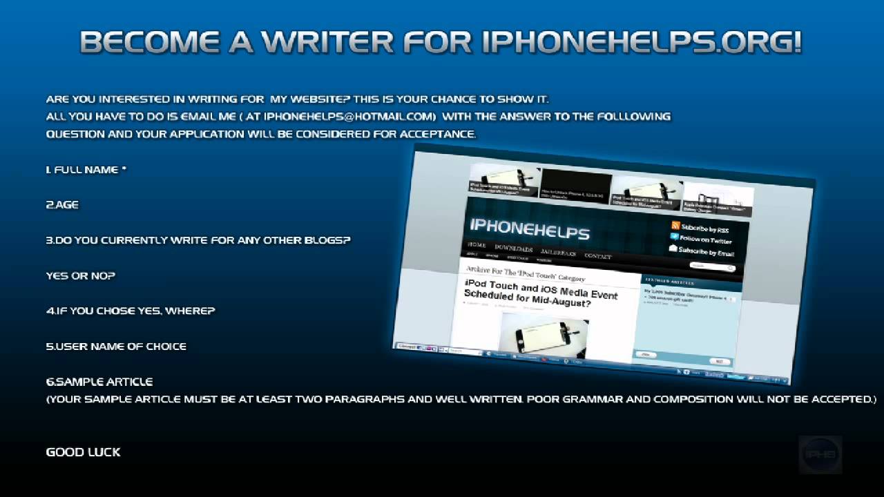 Become A Writer For  iPhonehelps.org