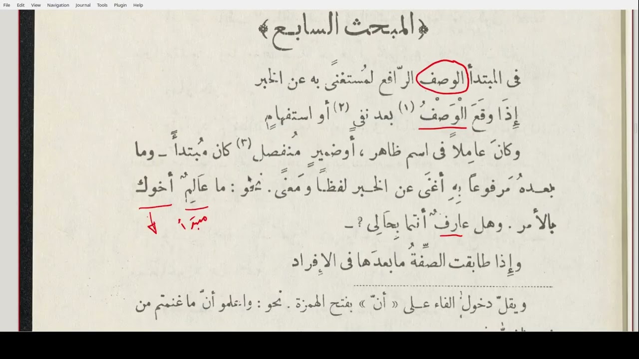 033 كتاب القواعد الأساسية للغة العربية: المبتدأ الوصف الرّافع لمستغنى به عن الخبر