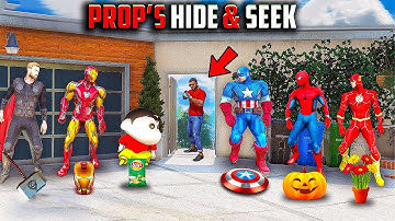 Franklin & Shin Chan Playing New ‘Prop’ Hide & Seek With  Avengers Gta 5 Telugu | Dominator Yt