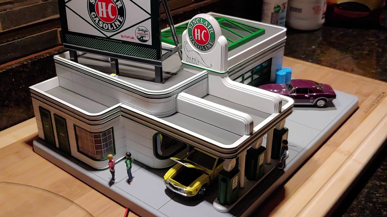MTH Railking O Scale Custom LED lighted Sinclair Gas Station YouTube