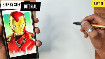 Learn How To Draw IronMan In This Step By Step Tutorial For Beginners (English Subtitles) @AjArts03