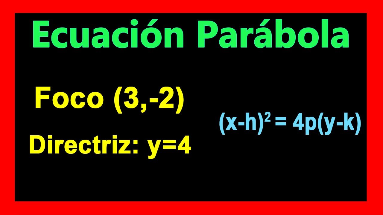 ✅👉 Ecuacion de la Parabola conociendo Foco y Directriz