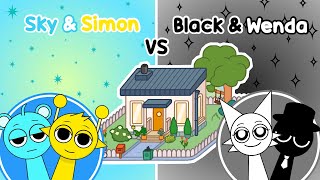 SPRUNKI BATTLE: Sky and Simon VS Black and Wenda! Who Wins? 💙💛🖤🤍 | Toca Life World | Toca Blythe