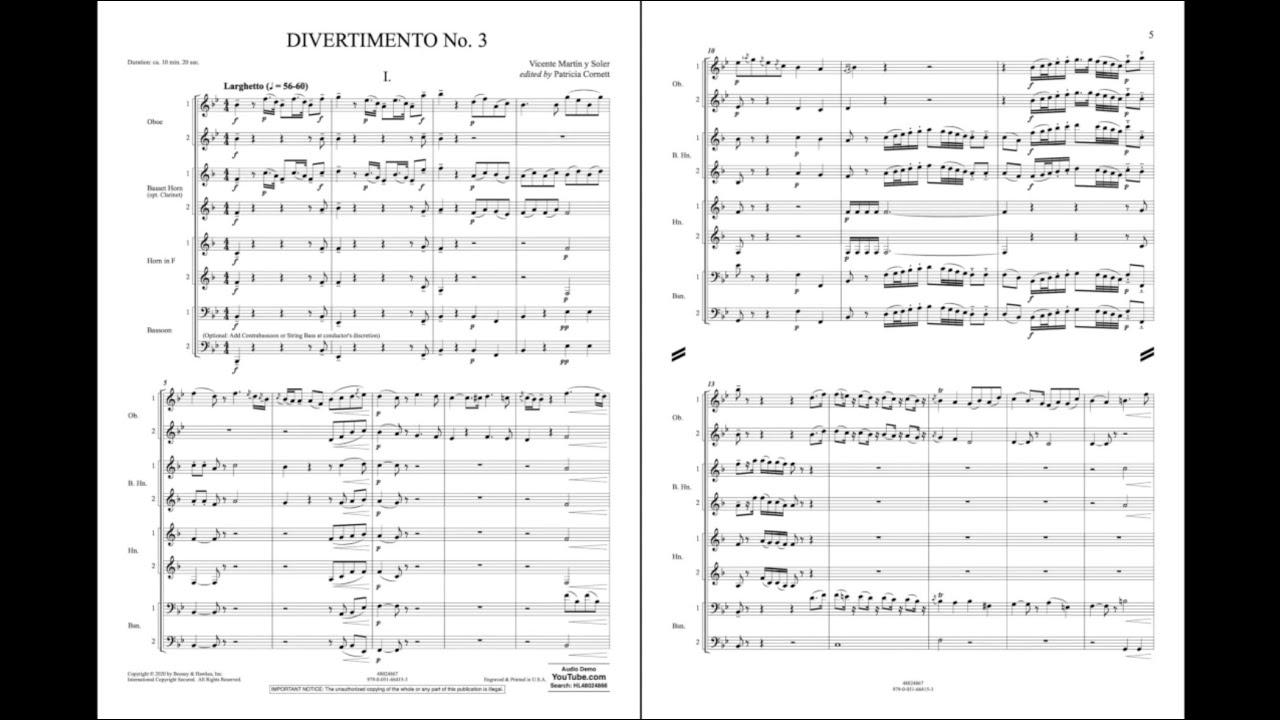 Divertimento No. 3 by Vicente Martín y Soler/ed. Patricia Cornett - YouTube