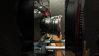 BTS: setting up a talking head shot in the “red chair” set.