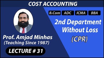 CPR | 2nd Department Without Loss | Prof Amjad Minhas | Cost Accounting | ADC | B.Com | BBA | Ch#7
