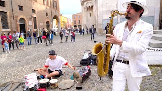 BLUE (Da Ba Dee) [ft. Damat Drummer] STREET SAX PERFORMANCE