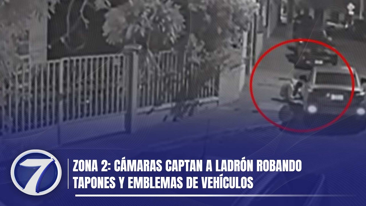 Zona 2: Cámaras captan a ladrón robando tapones y emblemas de vehículos