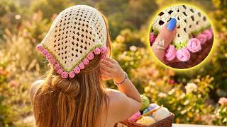 3-in-1 Crochet Tulip Set: Top, Bandana & Scarf photo 1
