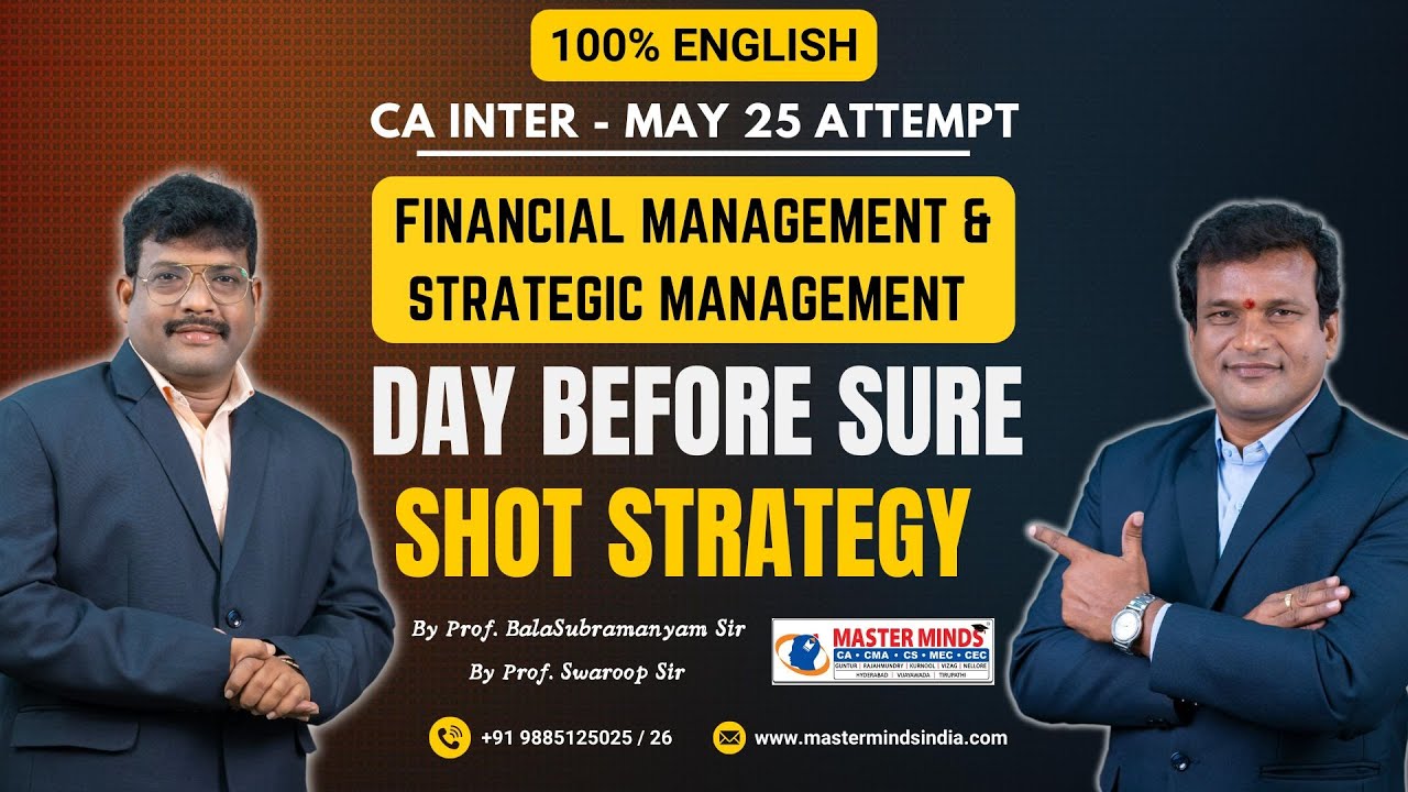 CA Inter FM & SM Day Before Sure Shot Strategy | For May 25 Attempt (English)