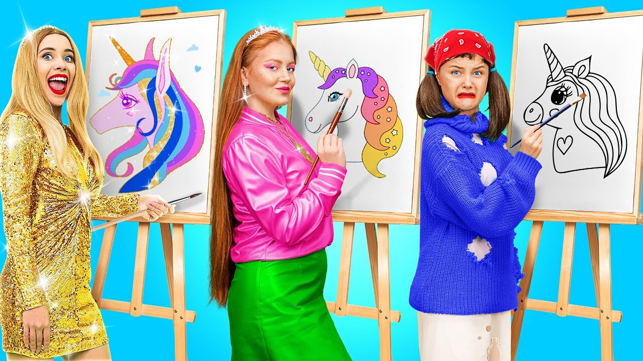 ART CHALLENGE! Smart Drawing Hacks by 123 GO! Galaxy - YouTube