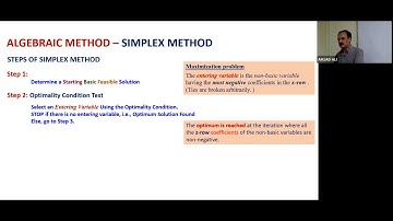 W4 - Mar 16 - Algebraic Method (Simplex Algorithm) to Solve LP Model