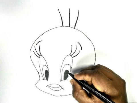 Tweety bird face/learn how to drawing a tweety bird/Simple Drawing