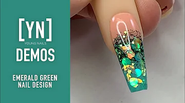 Young Nails Nail Demo - Emerald Green Nail Design - Acrylic Nails