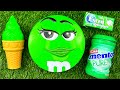 Satisfying Video | Unpacking 1 Rainbow M&M'S Containers with Color Candy ASMR Green