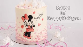 Minnie Mouse Cake / PAINT on BUTERCREAM / Malen auf BUTTERCREME / Minnie Maus Torte