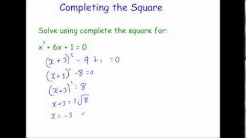 Completing the Square - Corbettmaths