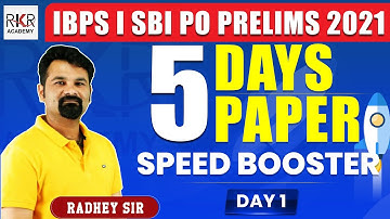 SBI | IBPS PO Prelims 2021 | Speed Booster |  Day 1 | Reasoning | with Radhey Sir | RKR Academy