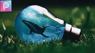 How to edit photos like a pro.  with Picsart app.  Creating a tiny fish tank inside a bulb. screenshot 2