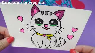 Как нарисовать милого кавайного кота легко Милые Рисунки Котёнок Нарисовать Легко кавайный котик