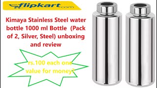 Kimaya Stainless Steel Water Bottle 1000 Ml Bottle Pack Of 2, Silver, Steel Unboxing And Review