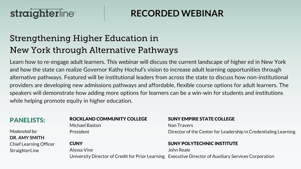 Webinar: Increasing Higher Education Opportunities in New York