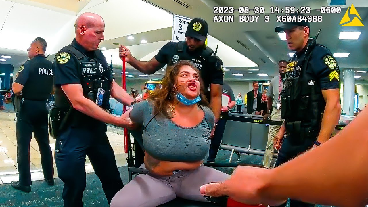 Entitled Woman Loses Control at Airport as Police Drag Her Out Screaming