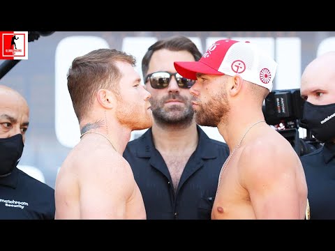 (INTENSE!) CANELO STARES DOWN BILLY JOE SAUNDERS DURING FACE OFF AT WEIGH IN