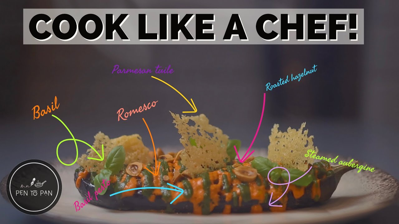 FINE DINING AT HOME | Aubergine with romesco and basil pesto - YouTube