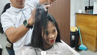 She got completely covered in hair
