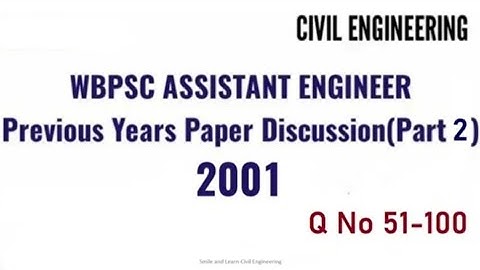 WBPSC-ASSISTANT ENGINEER- 2001 || Previous years paper(PART-2)|| Explained in Bengali