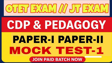 OTET EXAM 2025 || JUNIOR TEACHER CDP AND PEDAGOGY MOCK TEST-1