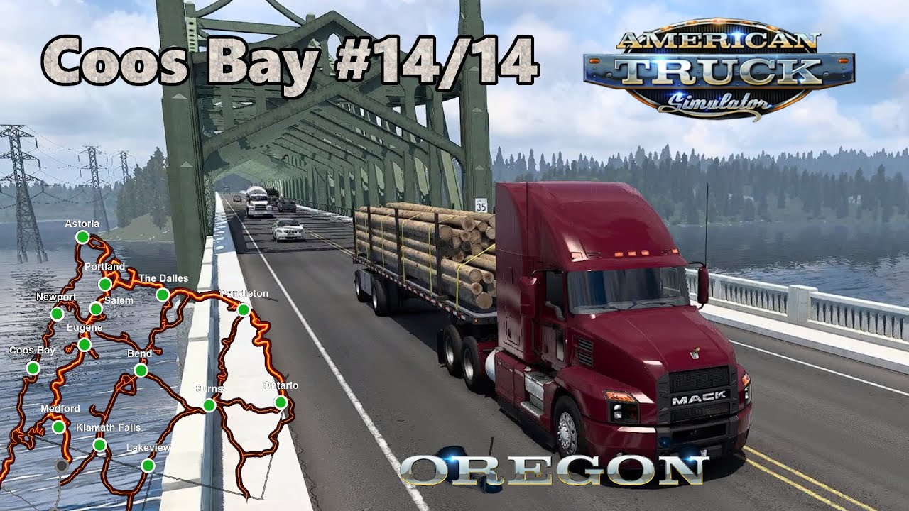 American Truck Simulator Gameplay DLC Oregon Newport for Coos Bay 14/