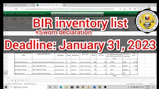 How to make inventory list? step by step complete tutorial. Due: January 30,2023 #bir #inventorylist screenshot 5