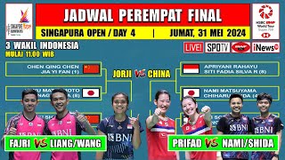 Jadwal 8 Besar Singapura Open 2024 Hari Ini ~ JORJI vs CHINA ~ PRIFAD vs NAMI/SHIDA ~ FAJRI vs CHINA