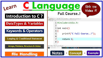 C Programming Full Course (Hindi) | Learn Coding