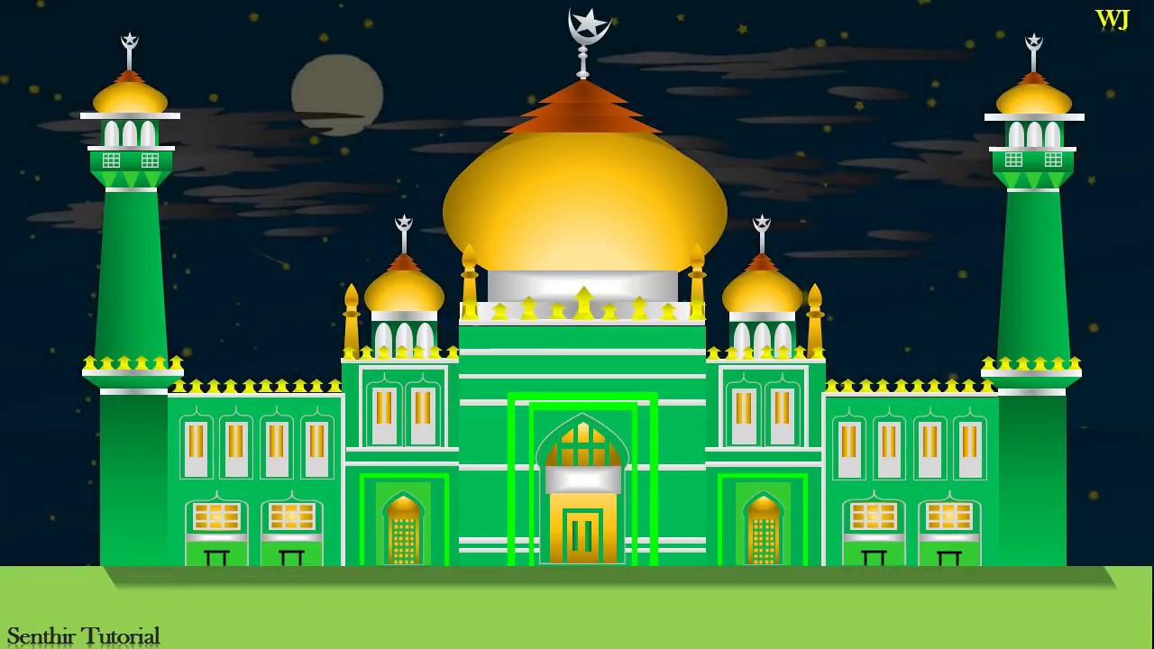 44 Gambar Ilustrasi Pemandangan Masjid Gambarilus