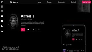 How to create Responsive Music Website Using JavaScript | personal portfolio | #devideas