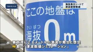 関東で初　国道に海抜表示シートを設置