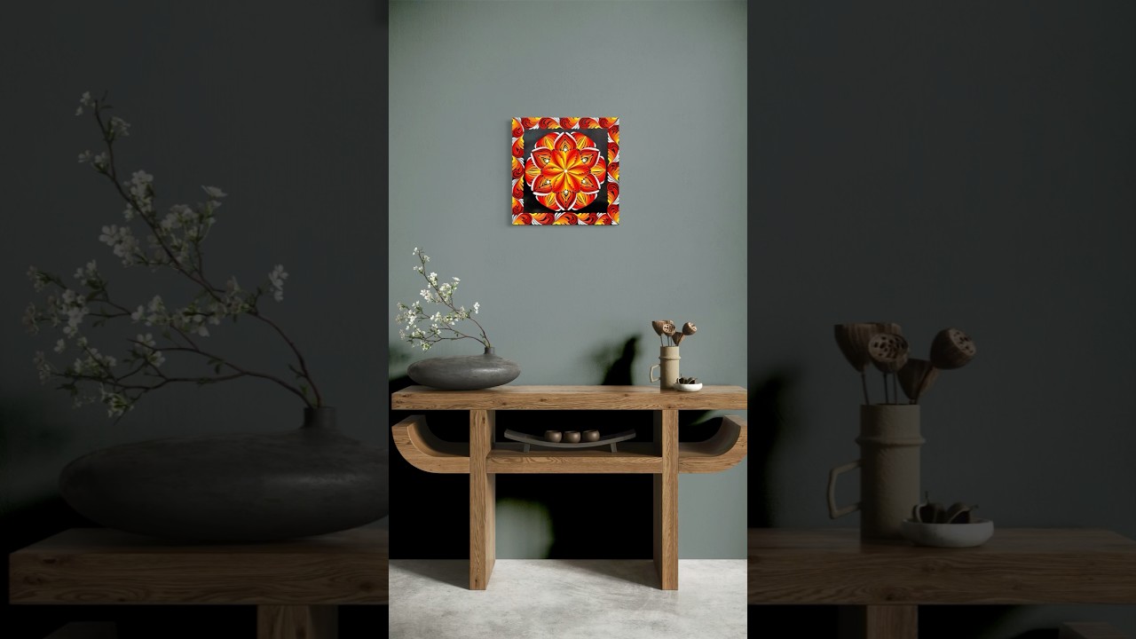 Warm tone square Mandala #art #painting #mandala #shorts
