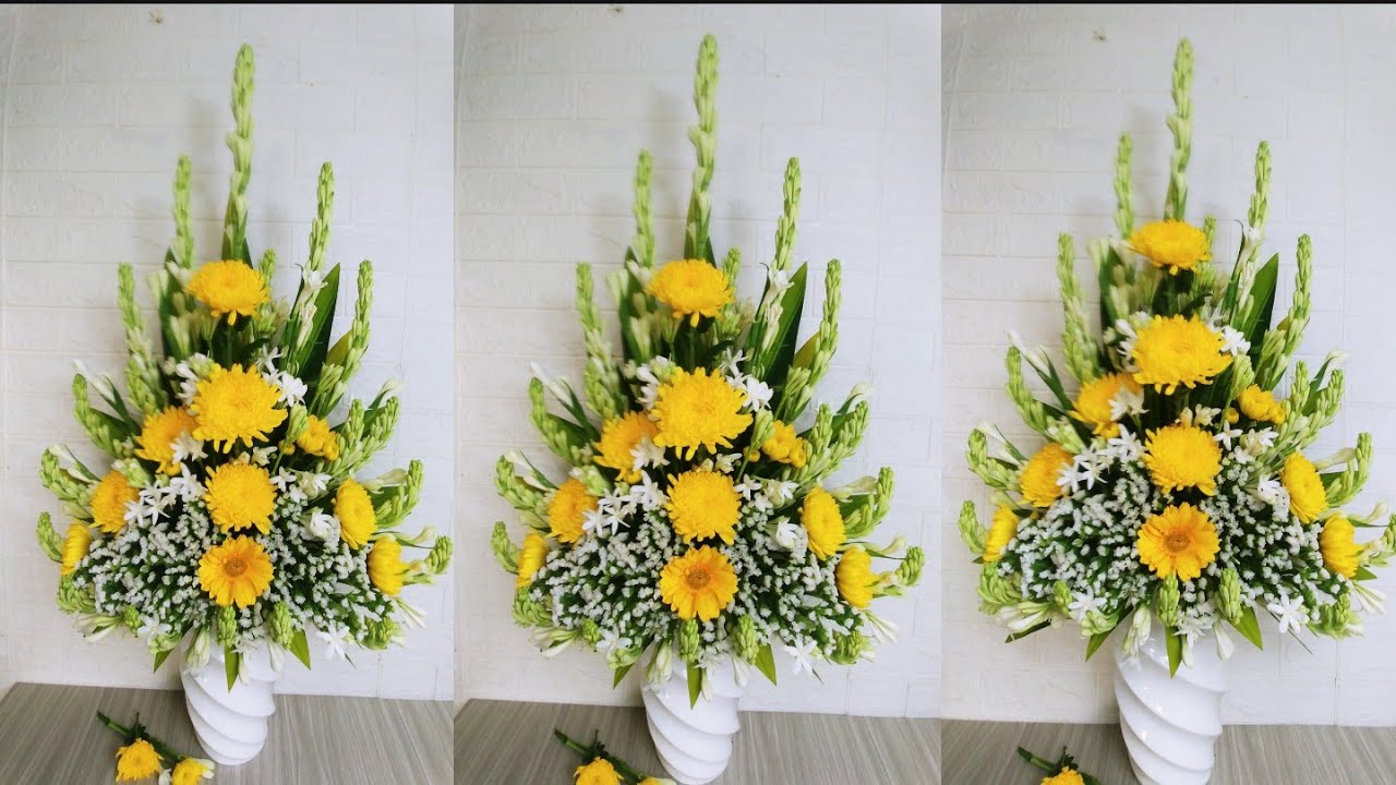 Hướng Dẫn Cắm Hoa Bàn giấy thờ chỉ 10 hoa lá Cúc  YouTube