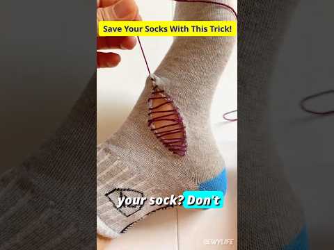 How to Fix a Hole in Your Sock (Invisible Stitch Hack 🧵) #sew #sewing #sewingtutorial #shorts
