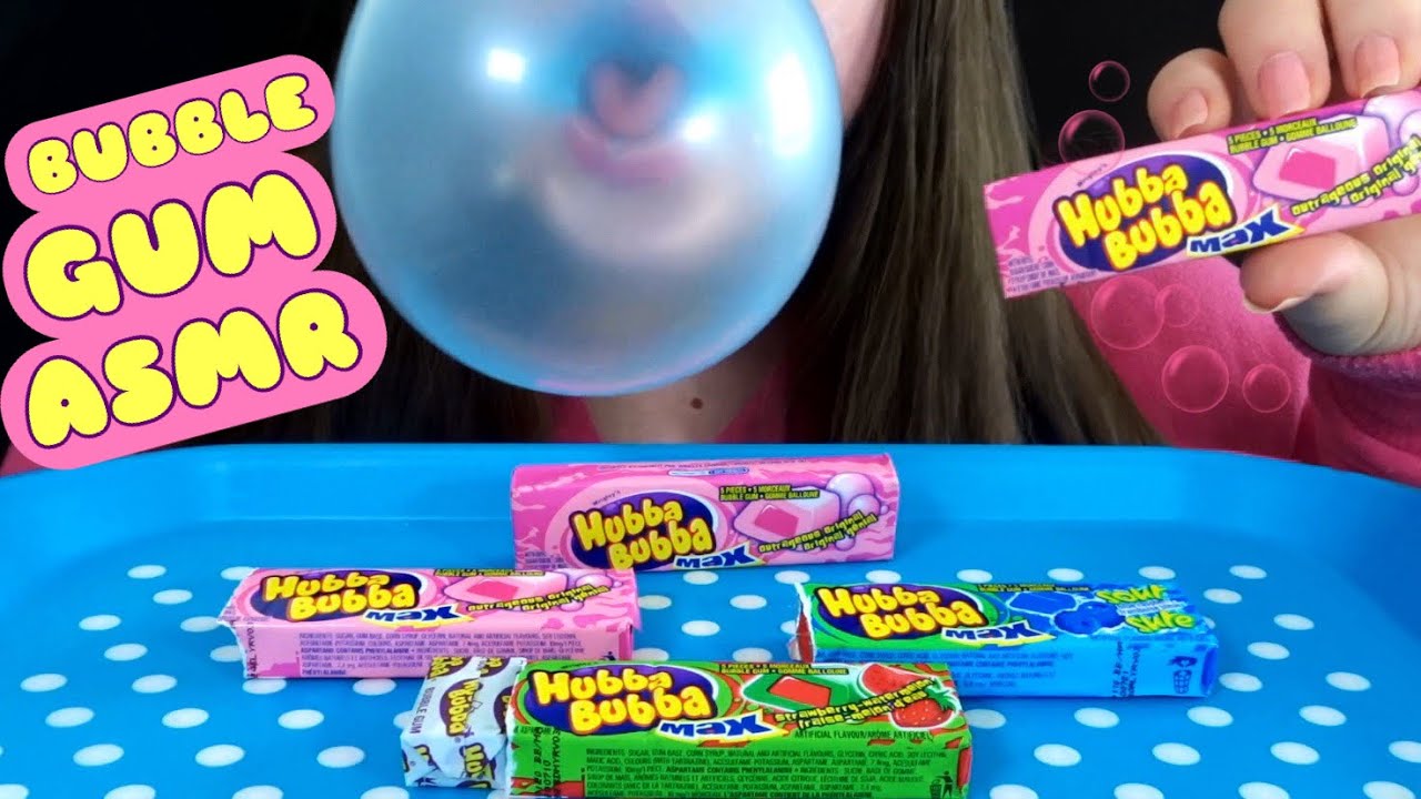 Asmr Chewing Bubble Gum And Blowing Bubbles [3 Flavours] Satisfying