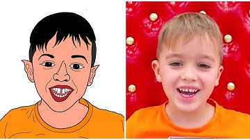 Vlad and Niki learn how to complete challenges with friends | funny drawing meme 😂