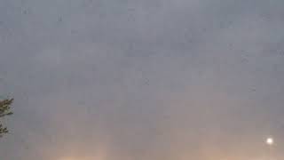 Lightning Bolt Reaches Across The Grey Cloudy Sky As A Spring Storm Comes In