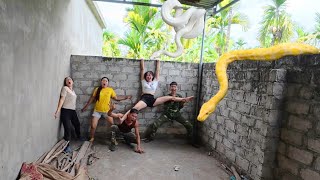 Brave soldiers used high-tech snake detectors to locate the giant python's nest.