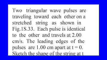 Two triangular wave pulses are traveling toward each other on a stretched string as shown in Fig....