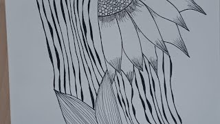 🌻 Flowing Sunflower Lines Zentangle | Gentle Petal Patterns for Calm & Creativity
