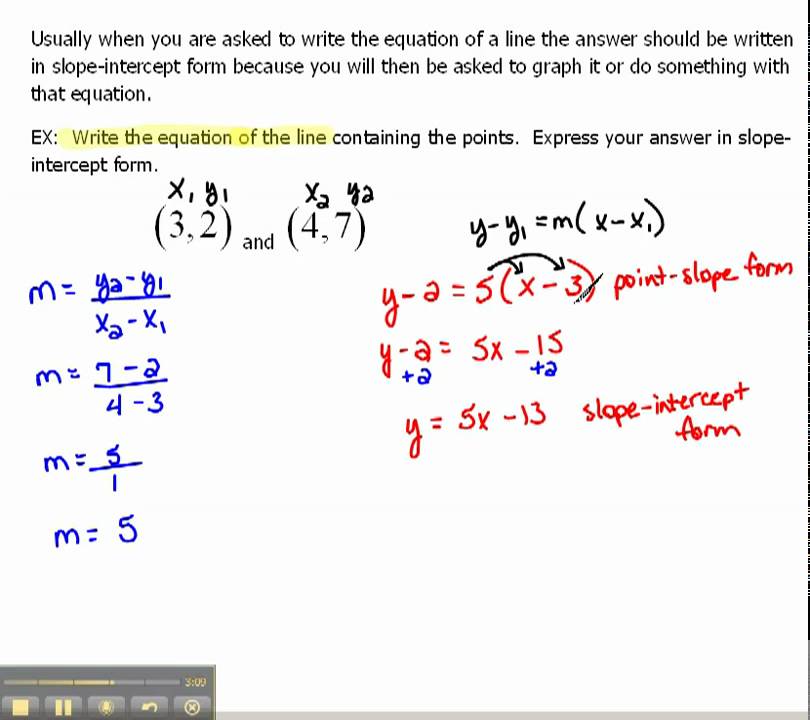 Slope Intercept Form Using Two Points 10 Common